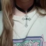 Gothic Black Velvet Choker with Cross photo review