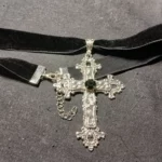 Gothic Black Velvet Choker with Cross photo review