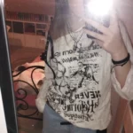 Grunge Gothic Off Shoulder T-Shirts photo review