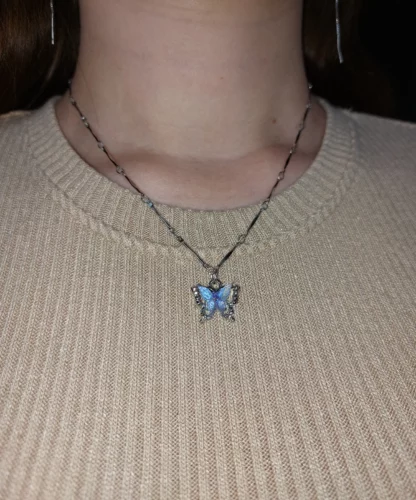 Cute Blue Crystal Butterfly Necklace photo review