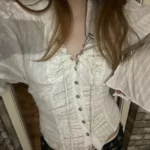 Coquette Flare Sleeve Blouses with Bandage photo review