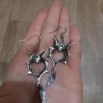 Vampire Earrings Heart shape drop of blood and Bat Wings photo review