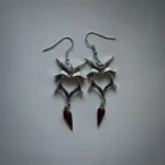 Vampire Earrings Heart shape drop of blood and Bat Wings photo review