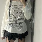 Grunge Gothic Off Shoulder T-Shirts photo review