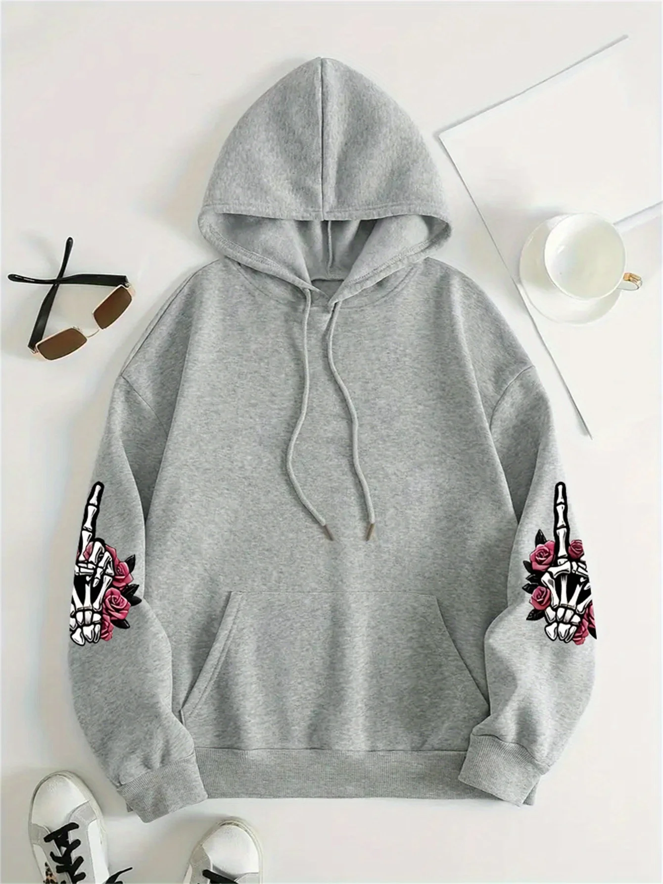 Pastellfarbener Gothic-Grunge-Kapuzenpullover - 10