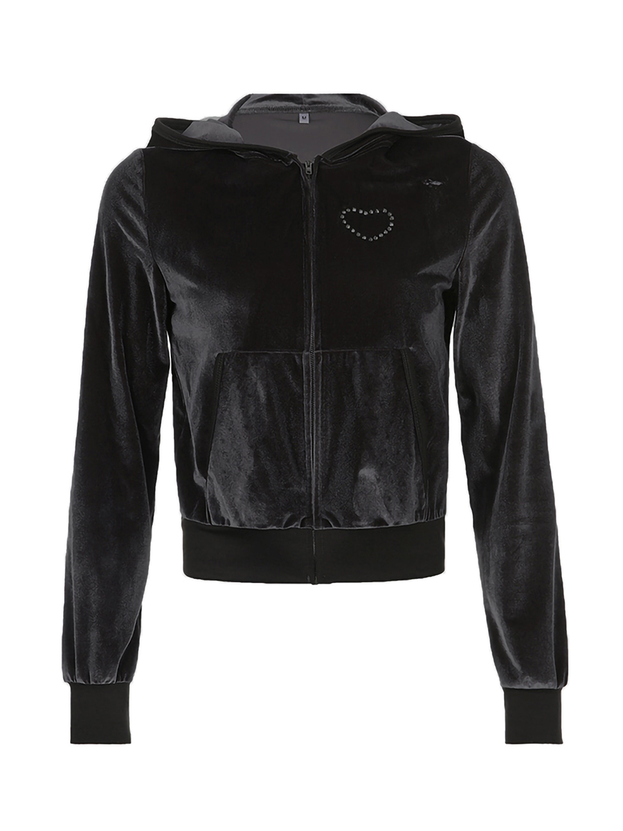Y2K Grunge Velour Hoodie - 9