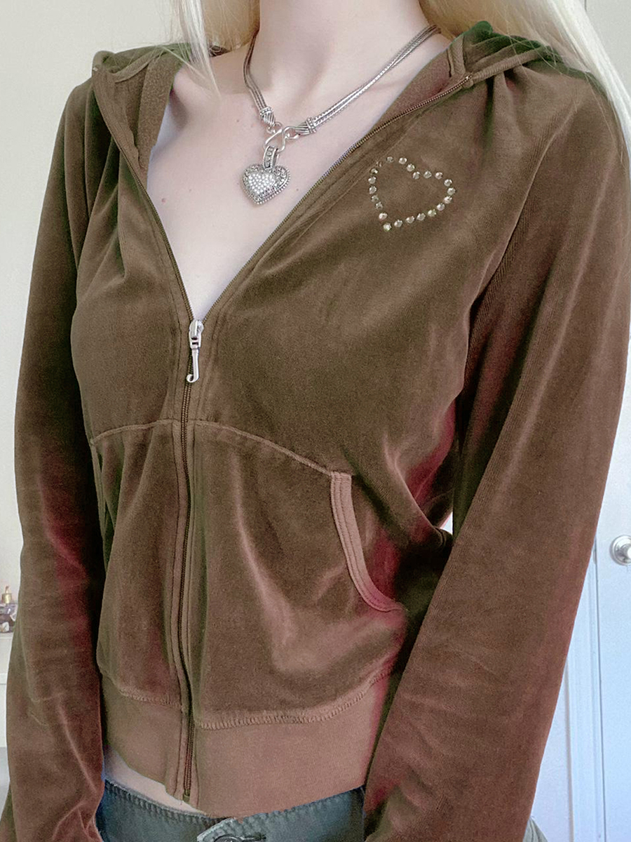 Y2K Grunge Velour Hoodie - 7