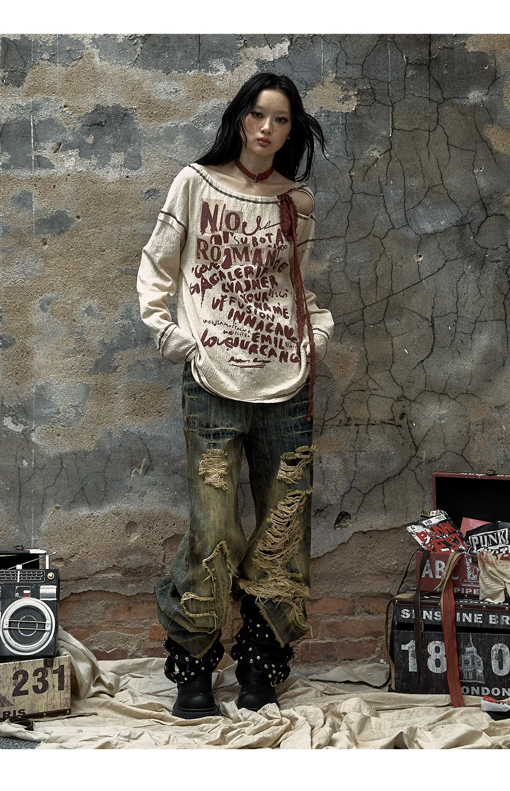 Grunge Streetwear Distressed Graphic T-Shirt - 20