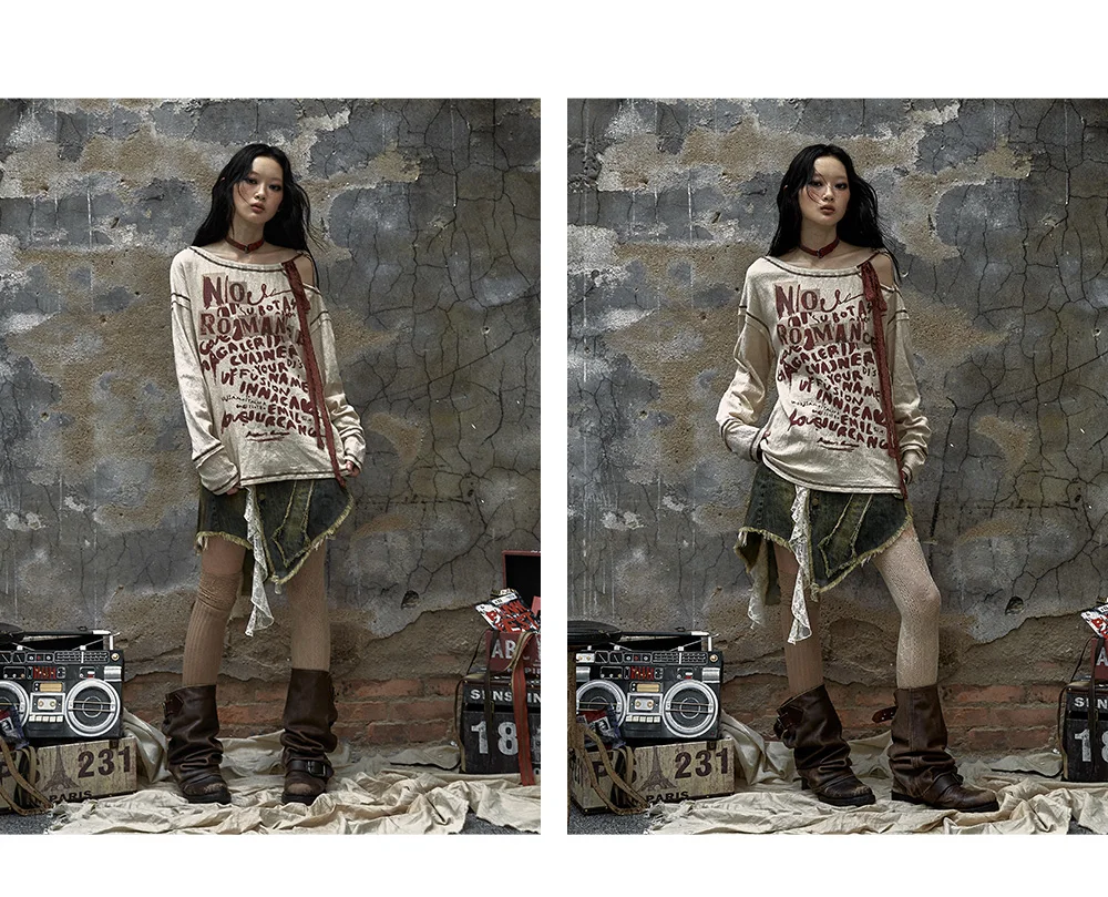 Grunge Streetwear Distressed Graphic T-Shirt - 11