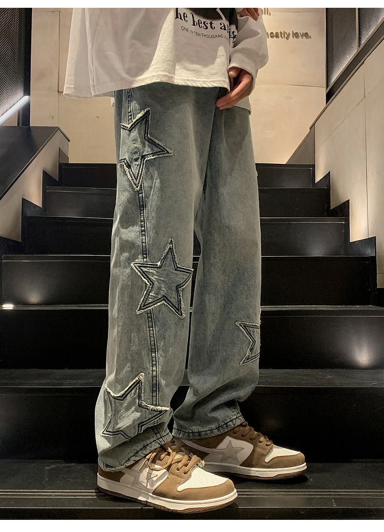 Y2K Streetwear Star-Patch Jeans - 3