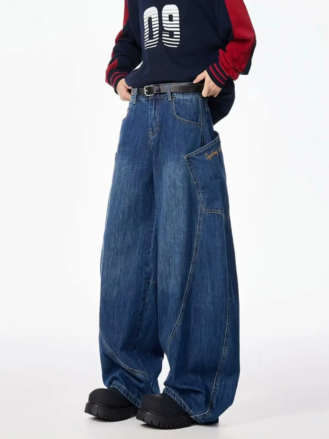 HOUZHOU Vintage Y2k Baggy Jeans Women Hip Hop Grunge Blue Denim Trousers Oversized American Retro Street Gothic Pants Aesthetics