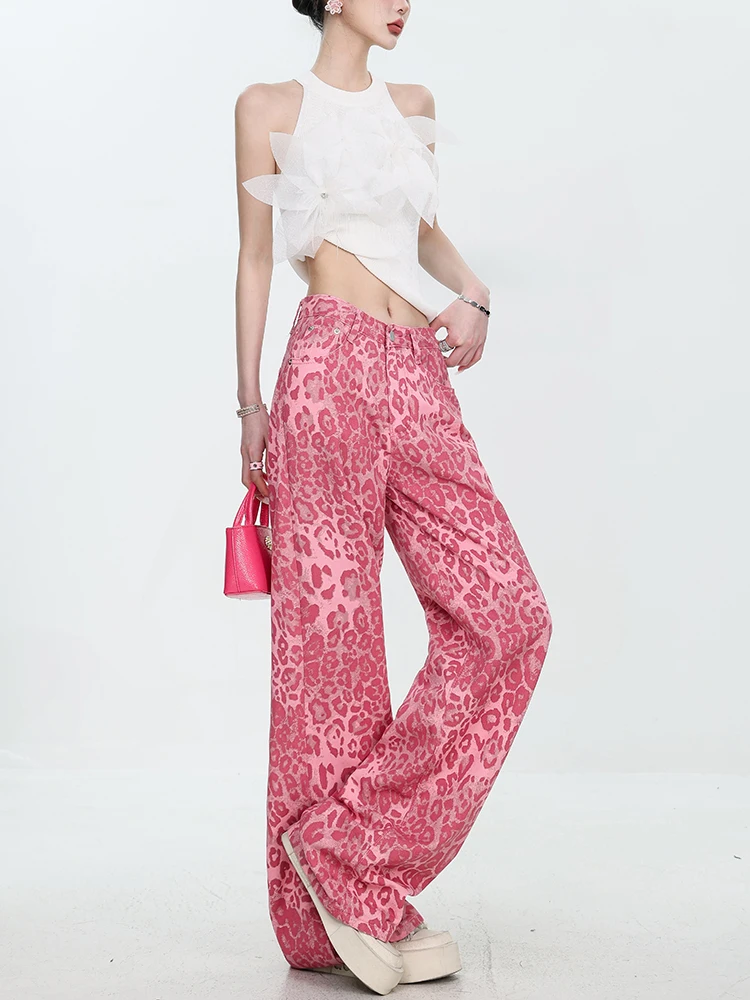 Y2K Kawaii Leopard-Print Wide-Leg Pants - 10