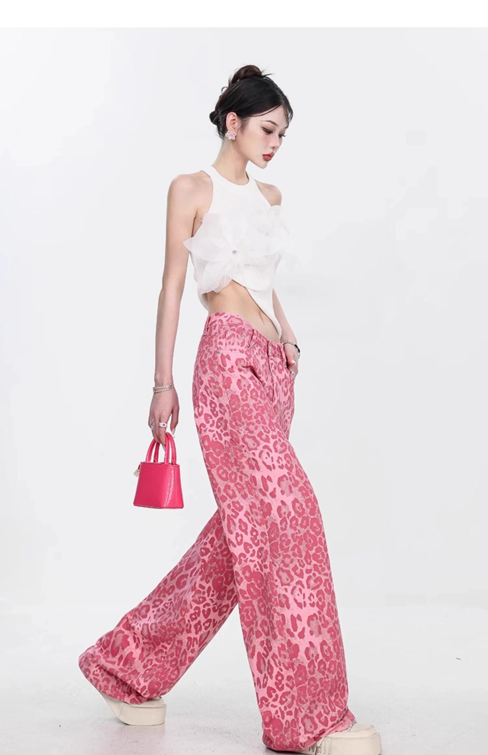 Y2K Kawaii Leopard-Print Wide-Leg Pants - 15