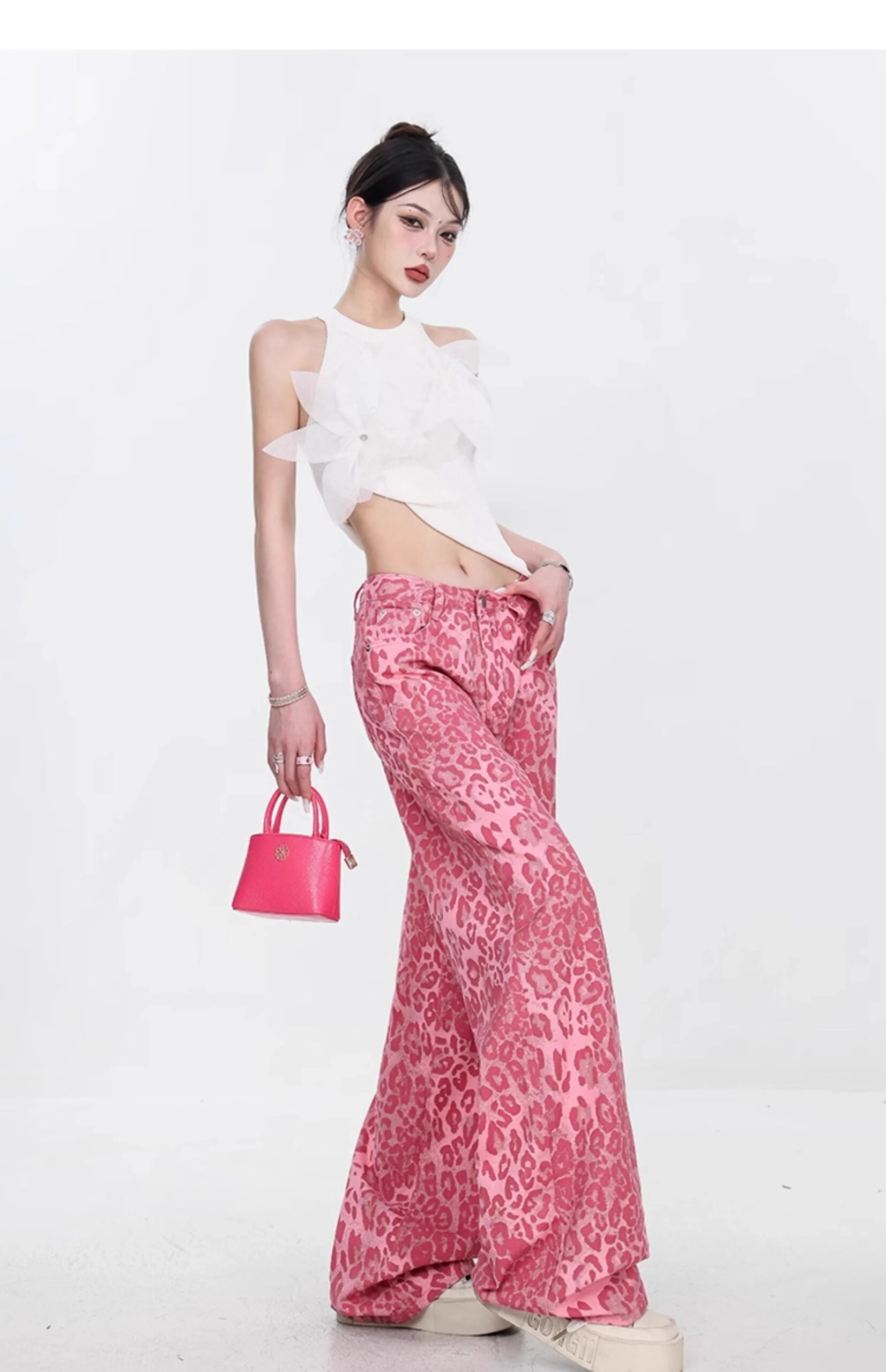 Y2K Kawaii Leopard-Print Wide-Leg Pants - 14