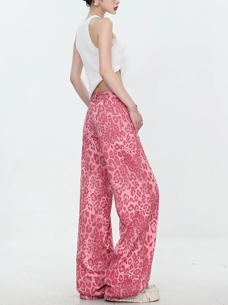 Y2K Kawaii Leopard-Print Wide-Leg Pants - 12
