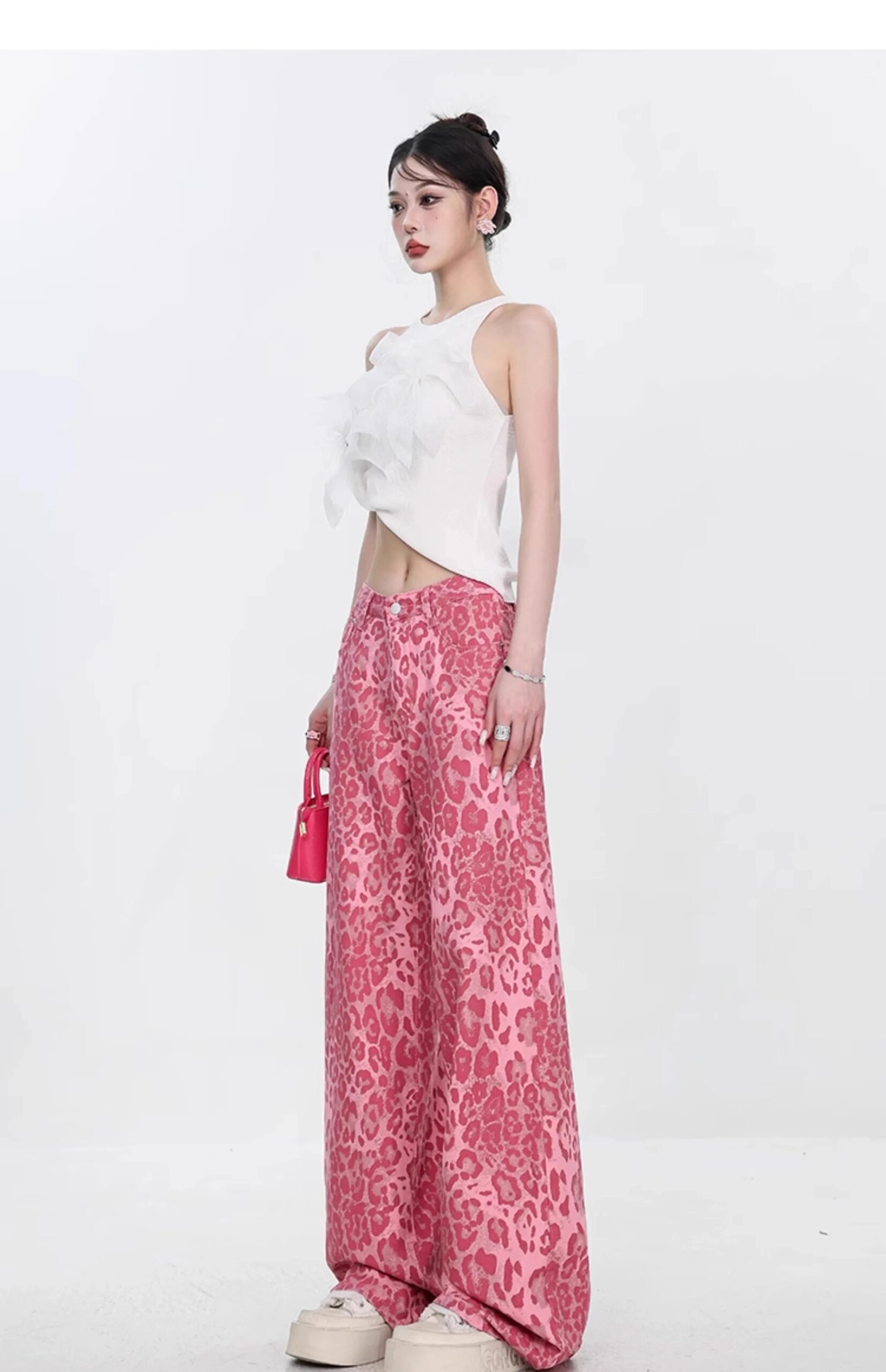 Y2K Kawaii Leopard-Print Wide-Leg Pants - 13