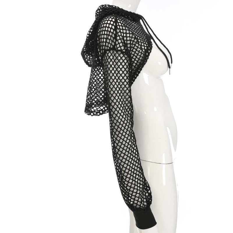 Gothic Punk Fishnet Crop Top - 4