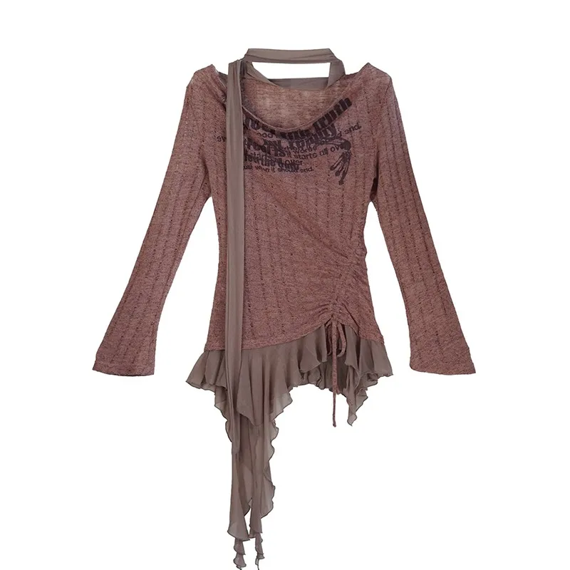 Gothic Punk Distressed Graphic Top - 10