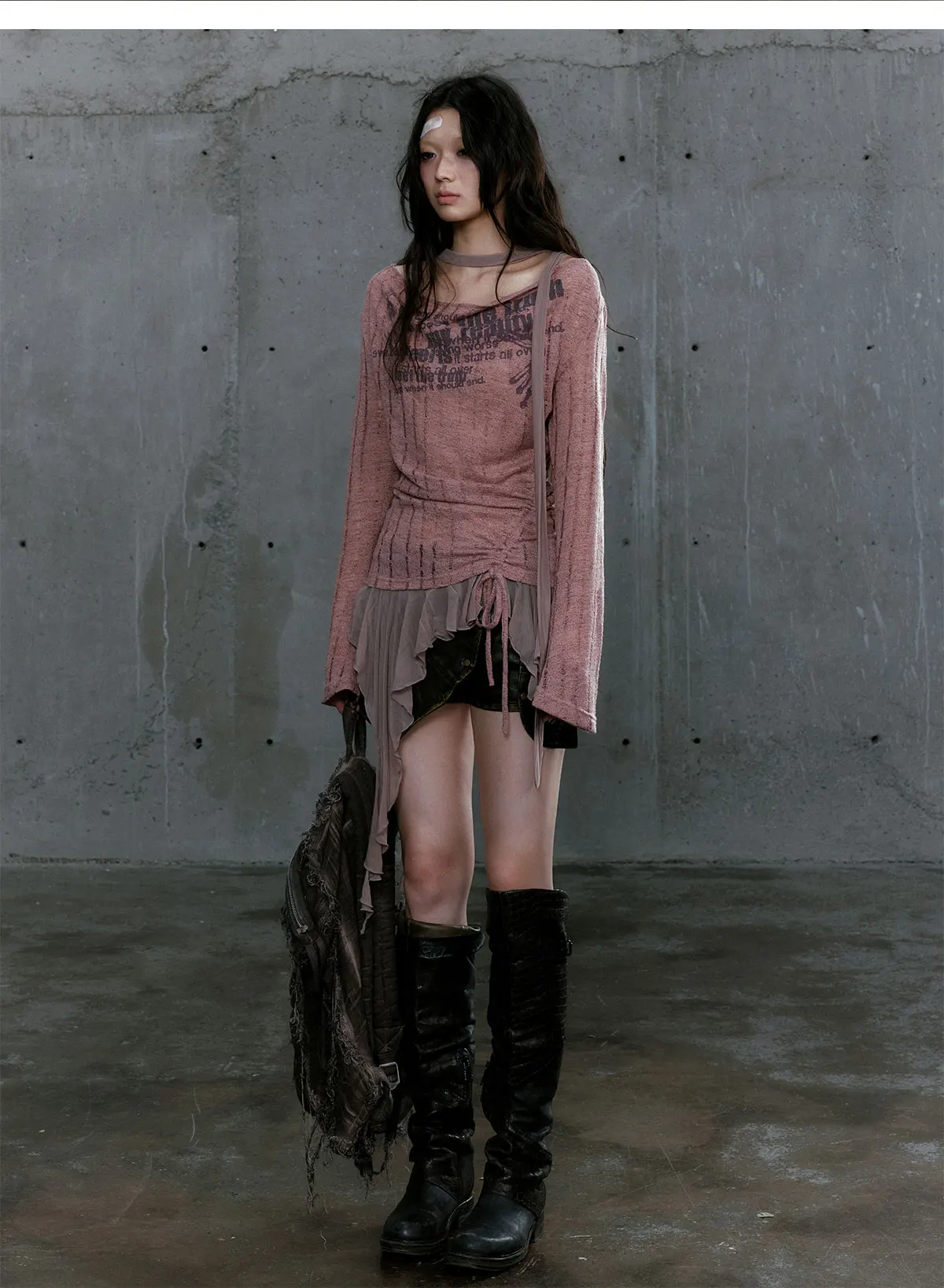 Gothic Punk Distressed Graphic Top - 5