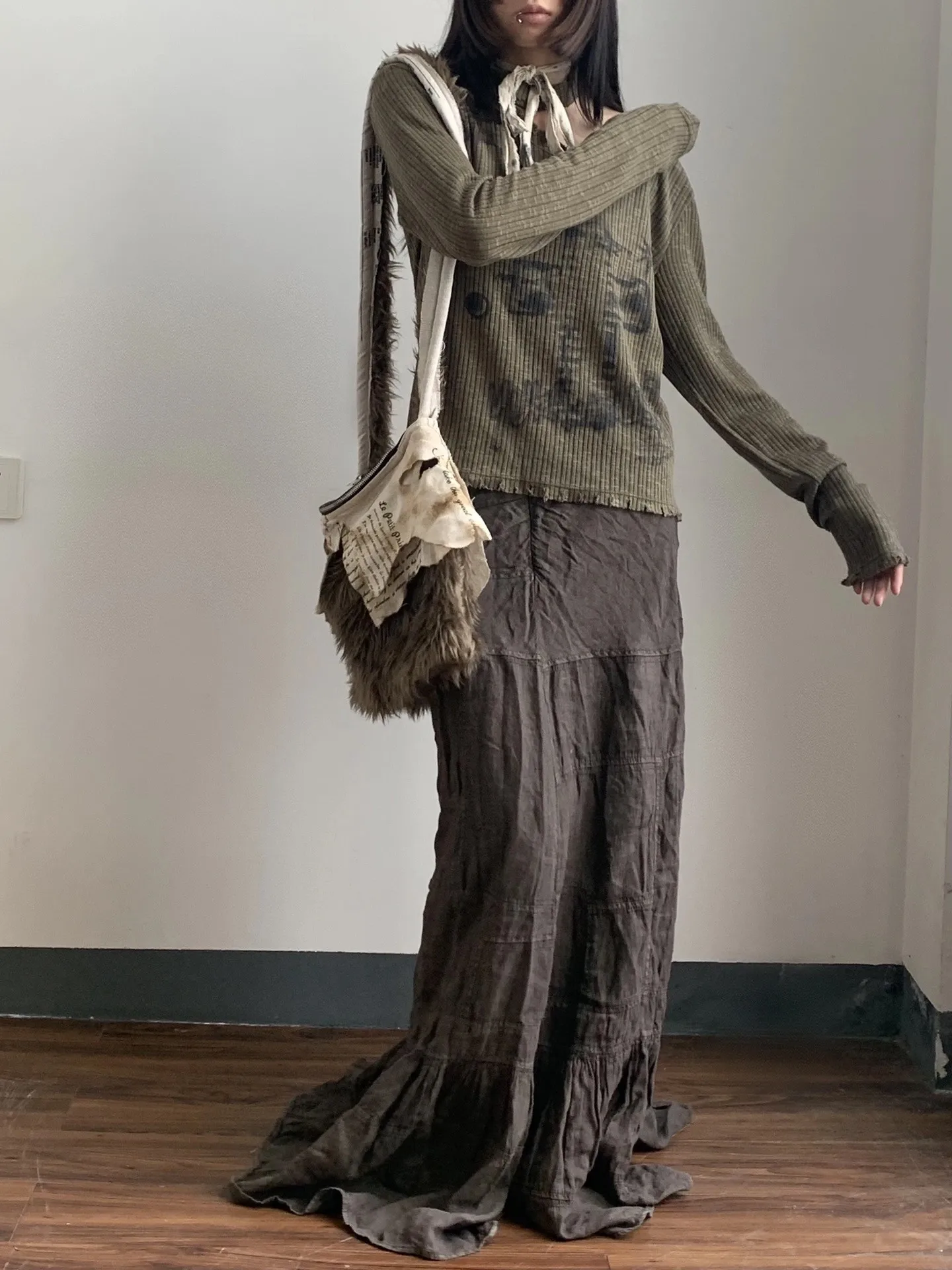 Top côtelé asymétrique Grunge Streetwear - 3