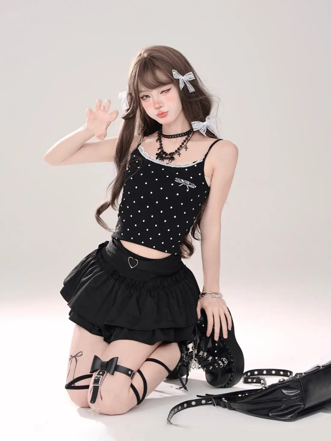 Mini jupe à volants Gothic Lolita - 20