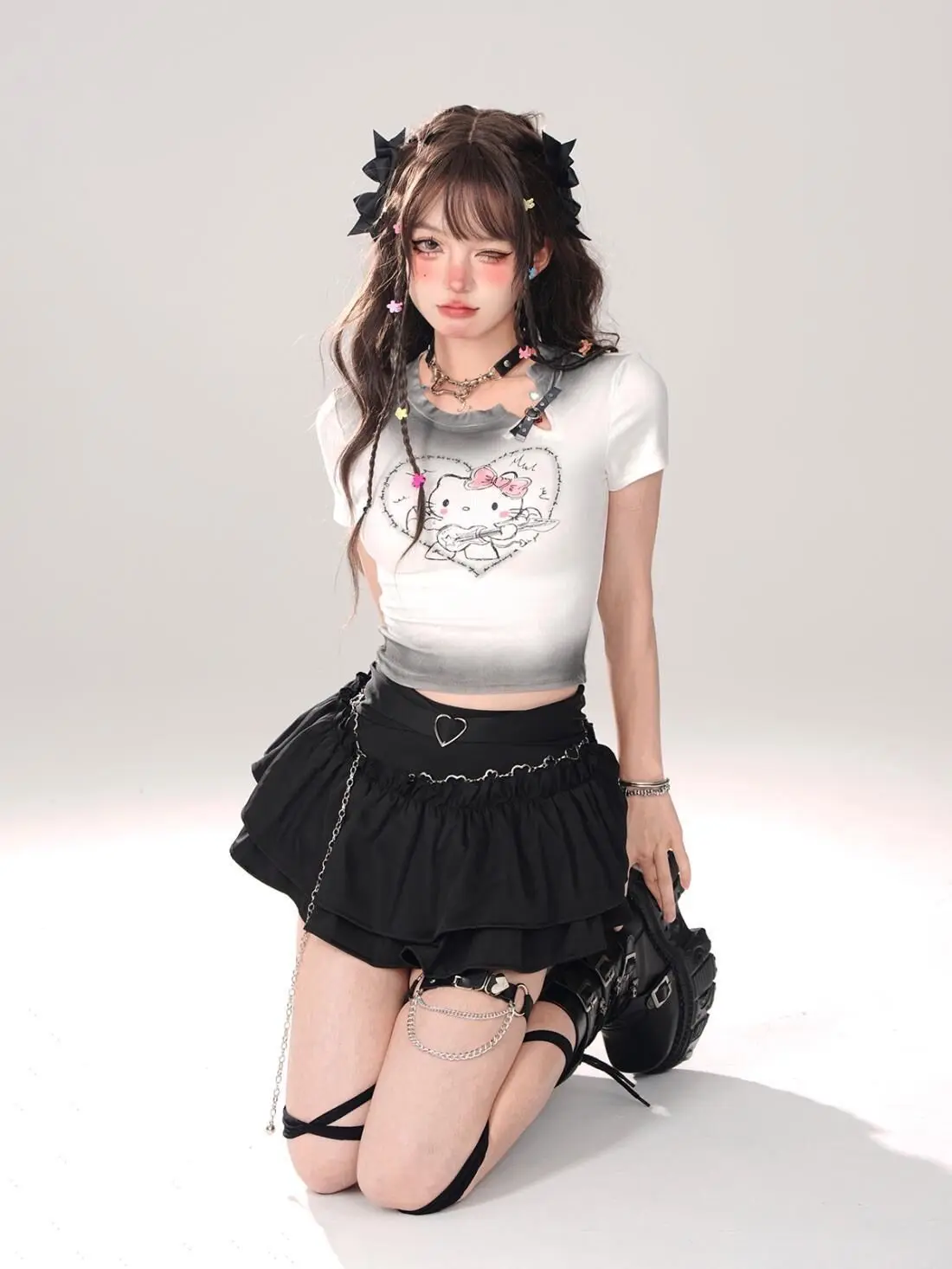 Mini jupe à volants Gothic Lolita - 10