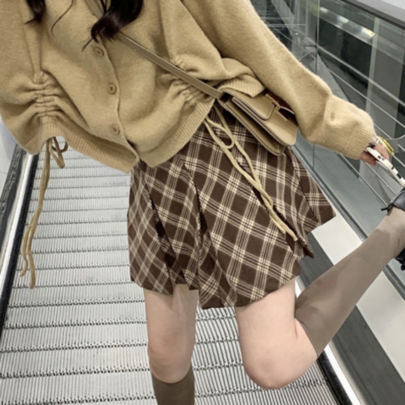 Dark Academia Plaid Pleated Skirt - 4