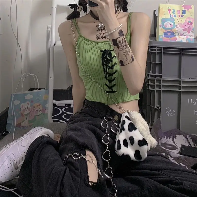 Y2K Kawaii Acubi Lace-Up Crop Top - 12