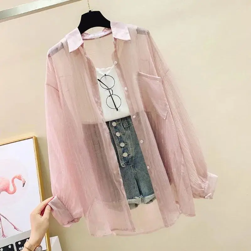 Soft Girl Sheer Oversized Shirt - 7