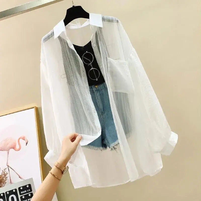 Soft Girl Sheer Oversized Shirt - 3