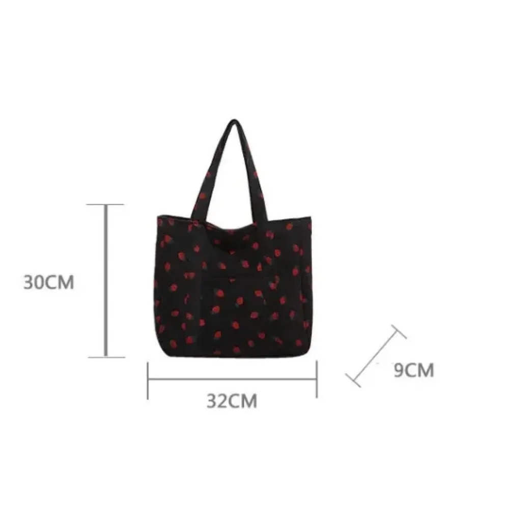 Kawaii Strawberry Print Tote Bag - 1