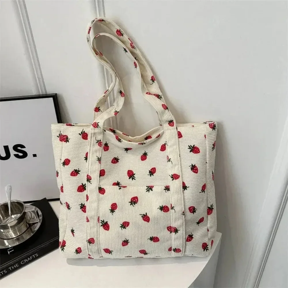 Kawaii Strawberry Print Tote Bag - 2