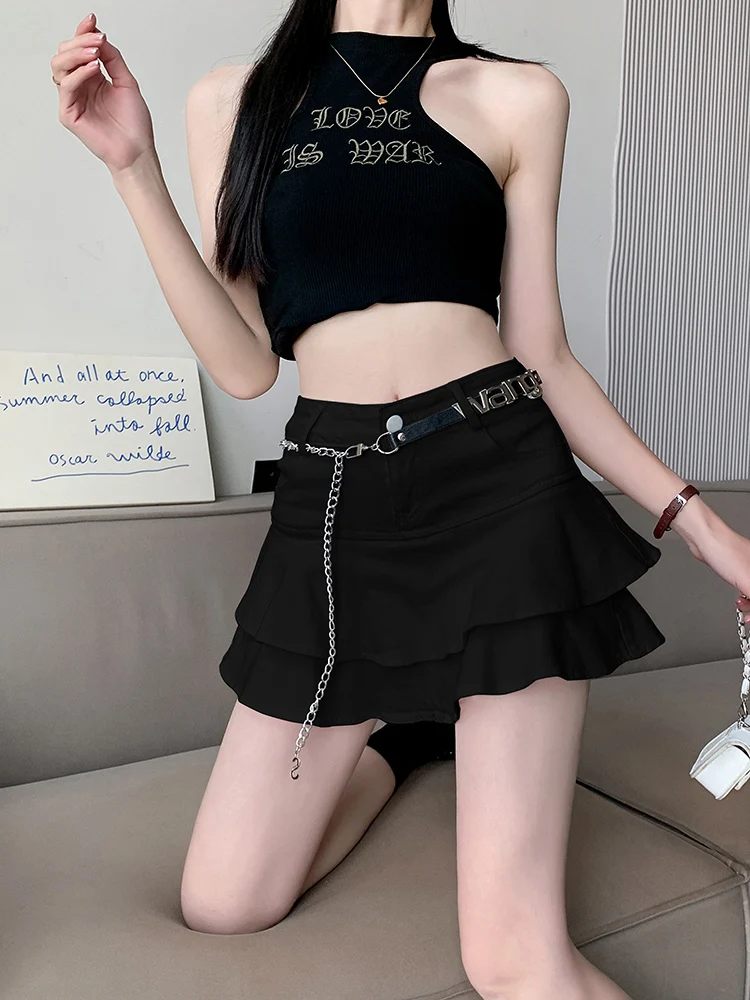 Soft Girl Tiered Denim Skirt - 5