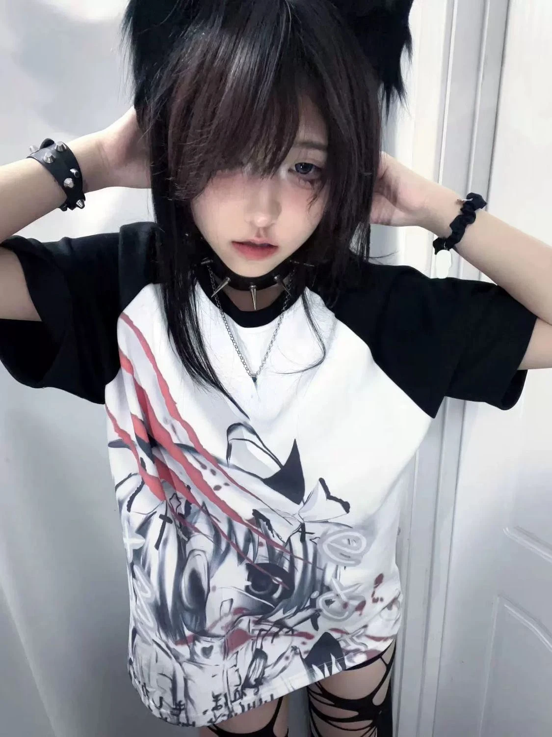 Gothic Anime Streetwear Oversized Graphic Tee - 1 Gothic Anime Streetwear Oversized Graphic Tee - 1