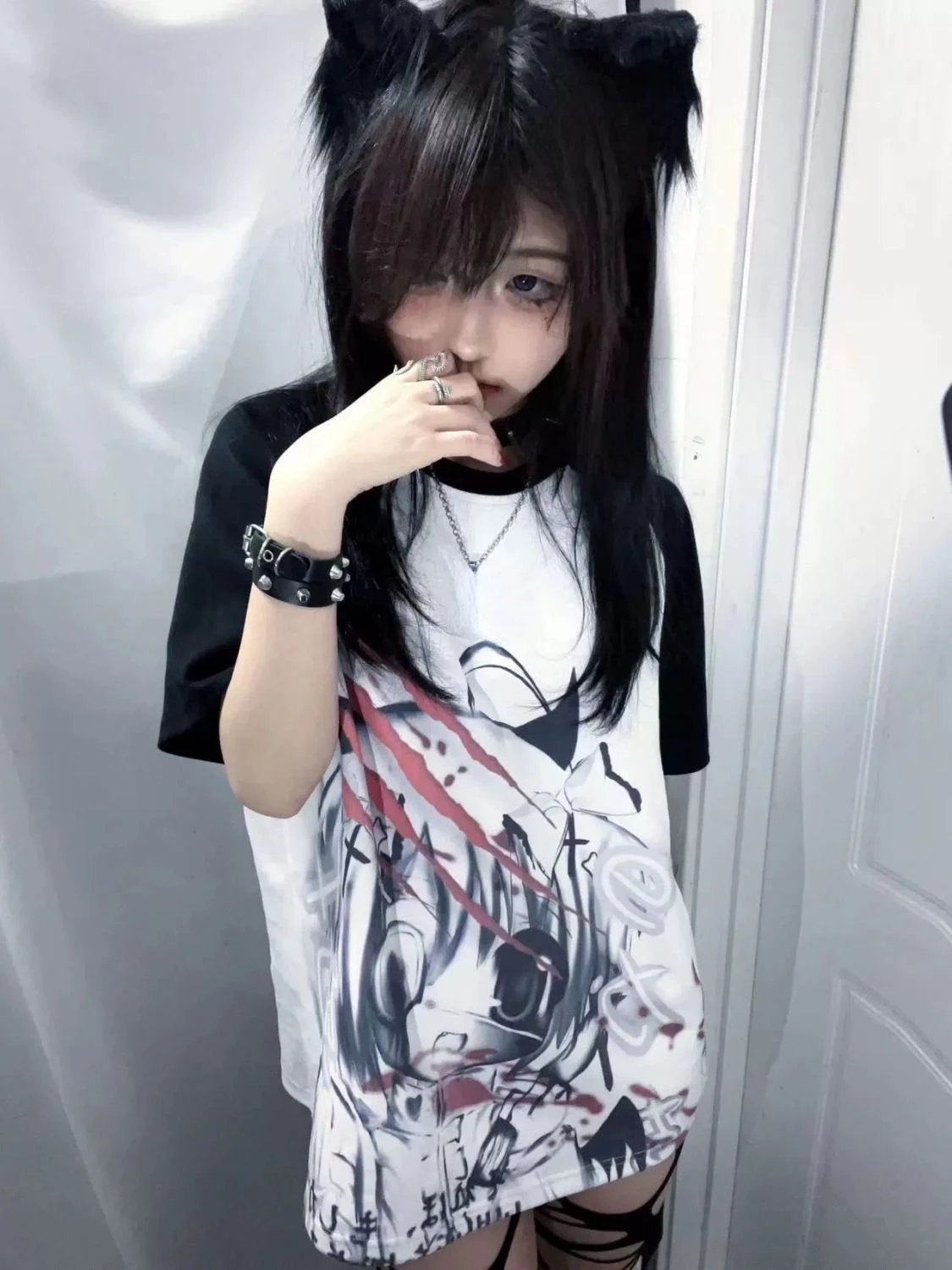 Gothic Anime Streetwear Oversized Graphic Tee - 5 Gothic Anime Streetwear Oversized Graphic Tee - 5
