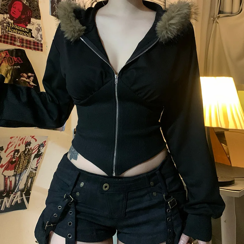 Cyberpunk Alt Oversized Faux-Fur Trim Hooded Jacket - 15 Cyberpunk Alt Oversized Faux-Fur Trim Hooded Jacket - 15