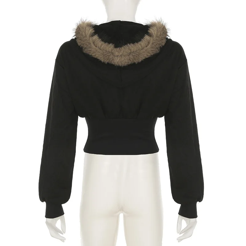 Cyberpunk Alt Oversized Faux-Fur Trim Hooded Jacket - 4 Cyberpunk Alt Oversized Faux-Fur Trim Hooded Jacket - 4