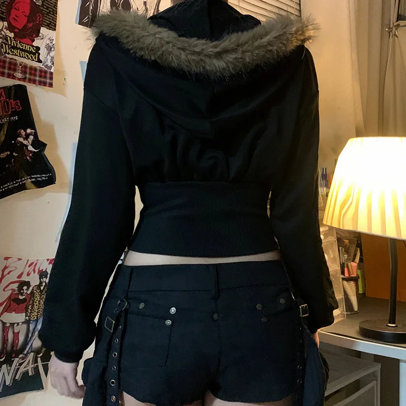 Cyberpunk Alt Oversized Faux-Fur Trim Hooded Jacket - 19 Cyberpunk Alt Oversized Faux-Fur Trim Hooded Jacket - 19