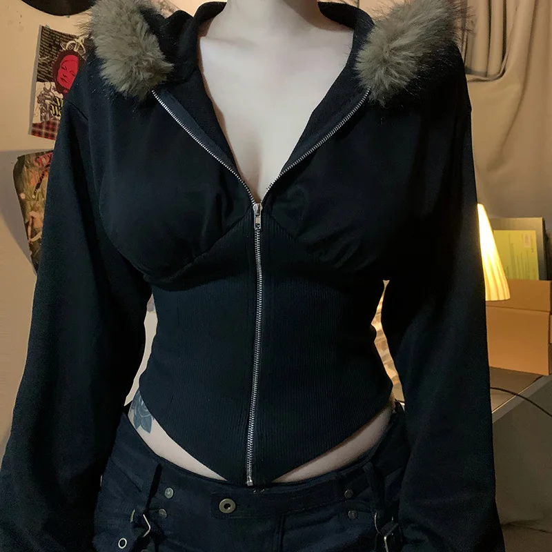 Cyberpunk Alt Oversized Faux-Fur Trim Hooded Jacket - 13 Cyberpunk Alt Oversized Faux-Fur Trim Hooded Jacket - 13