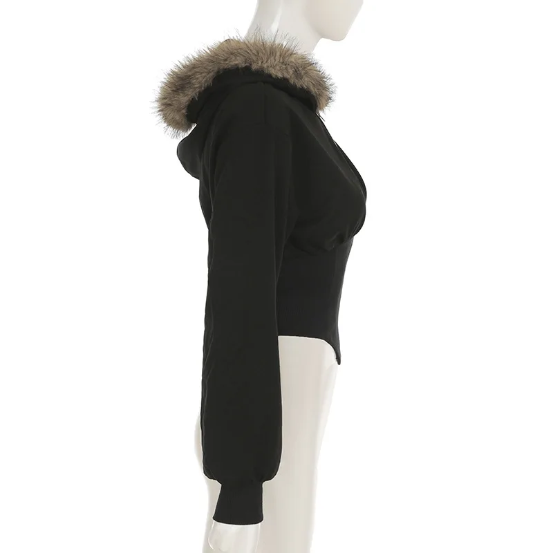 Cyberpunk Alt Oversized Faux-Fur Trim Hooded Jacket - 3 Cyberpunk Alt Oversized Faux-Fur Trim Hooded Jacket - 3
