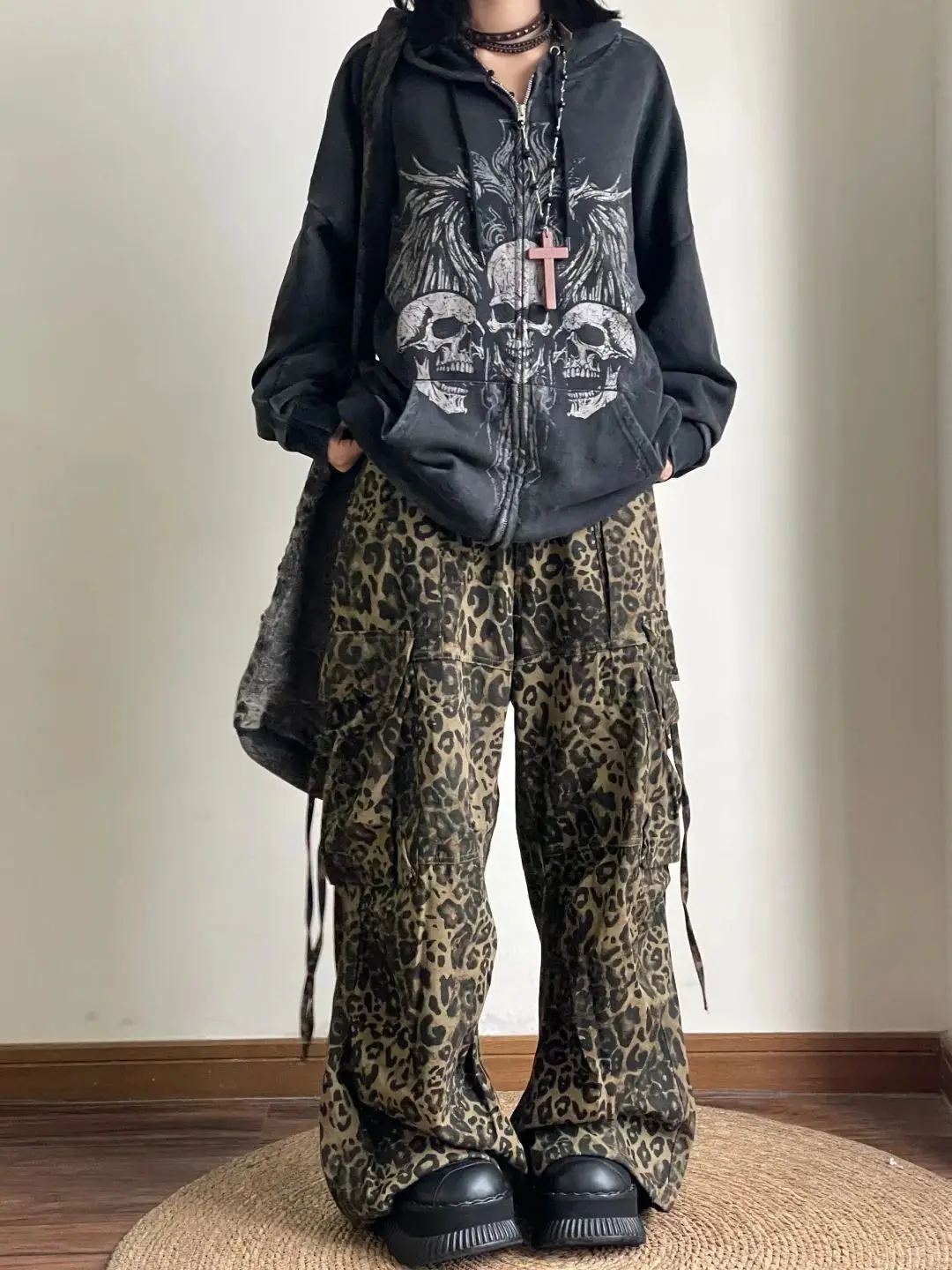 Gothic Punk Oversized Graphic Hoodie with Occult Imagery - 3 Gothic Punk Oversized Graphic Hoodie with Occult Imagery - 3