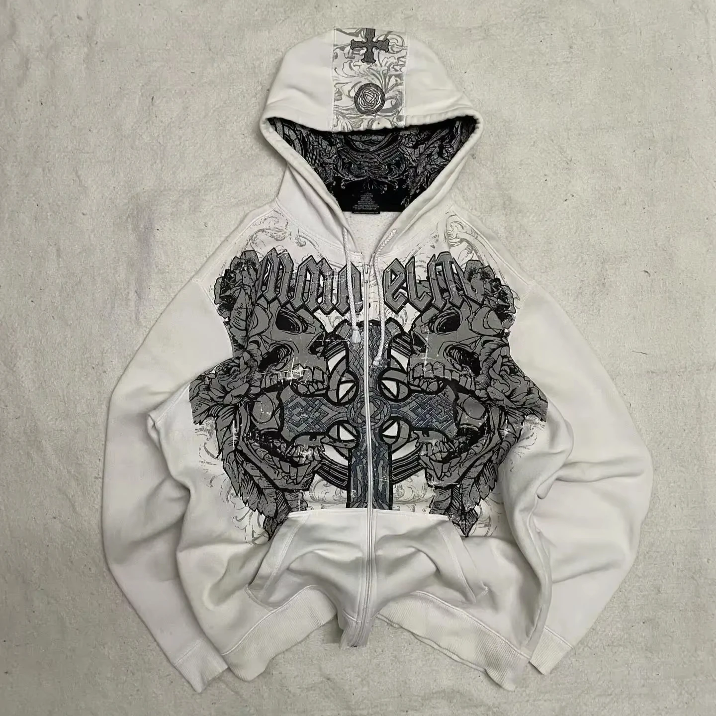 Gothic Streetwear Embellished Graphic Hoodie - 1 Gothic Streetwear Embellished Graphic Hoodie - 1
