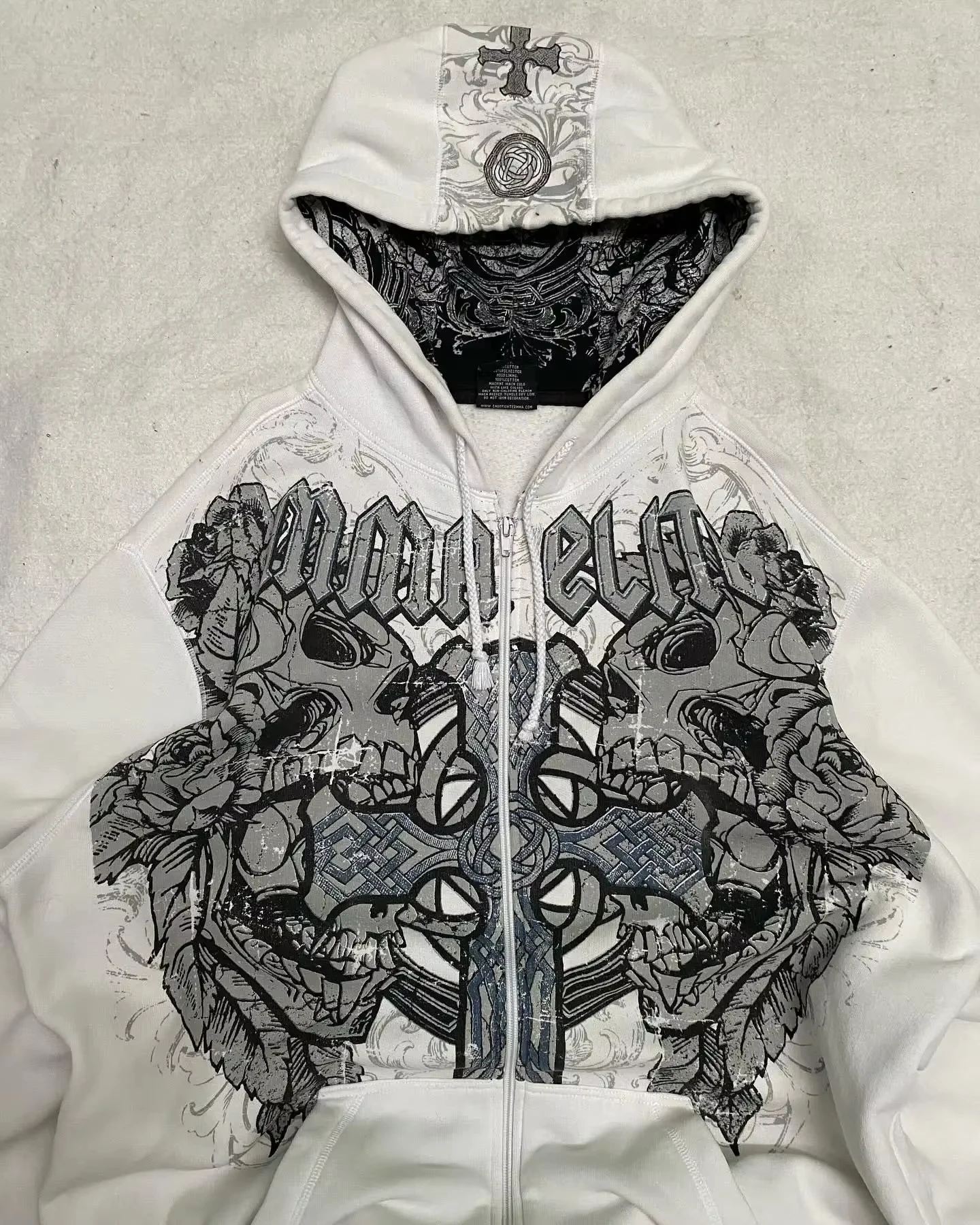 Gothic Streetwear Embellished Graphic Hoodie - 2 Gothic Streetwear Embellished Graphic Hoodie - 2