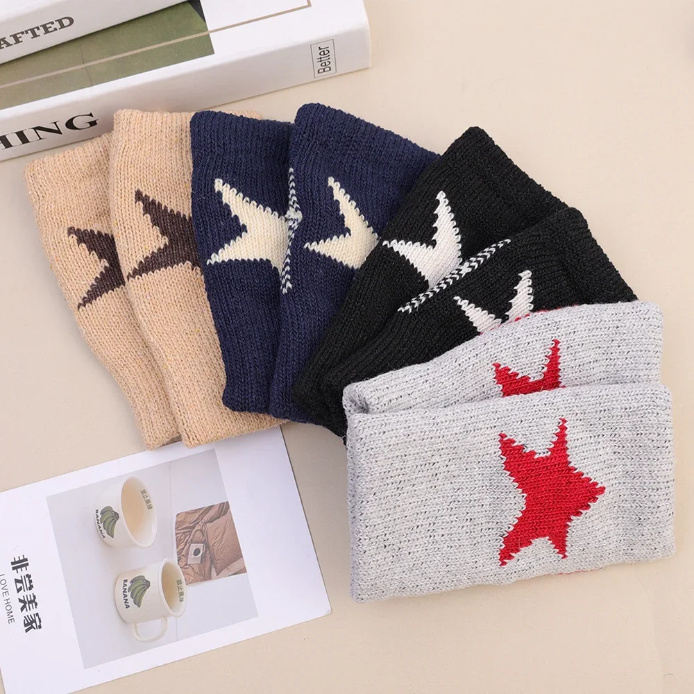 Gothic E-Girl Fingerless Star-Knit Mittens Gothic E-Girl Fingerless Star-Knit Mittens