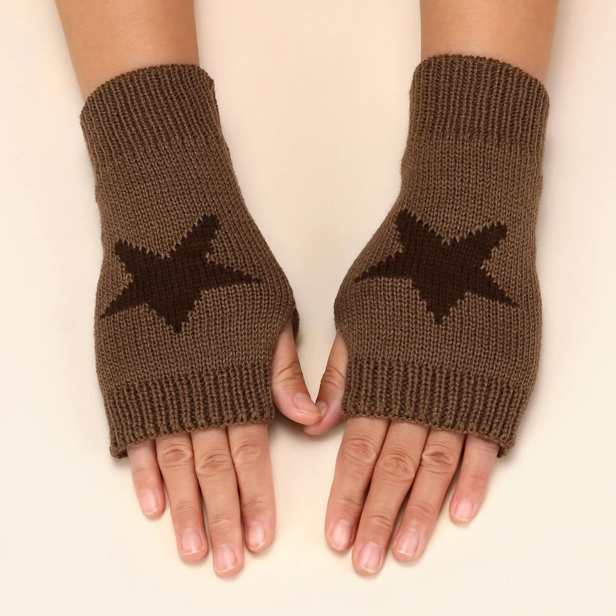 Gothic E-Girl Fingerless Star-Knit Mittens Gothic E-Girl Fingerless Star-Knit Mittens