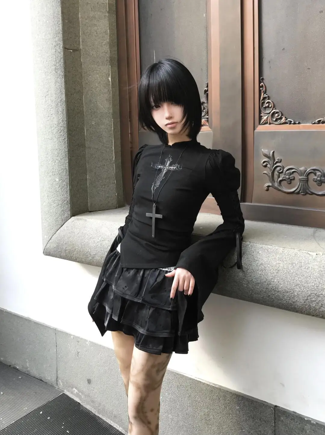 Gothic Lolita Long-Sleeve Cross Detail Blouse - 2 Gothic Lolita Long-Sleeve Cross Detail Blouse - 2