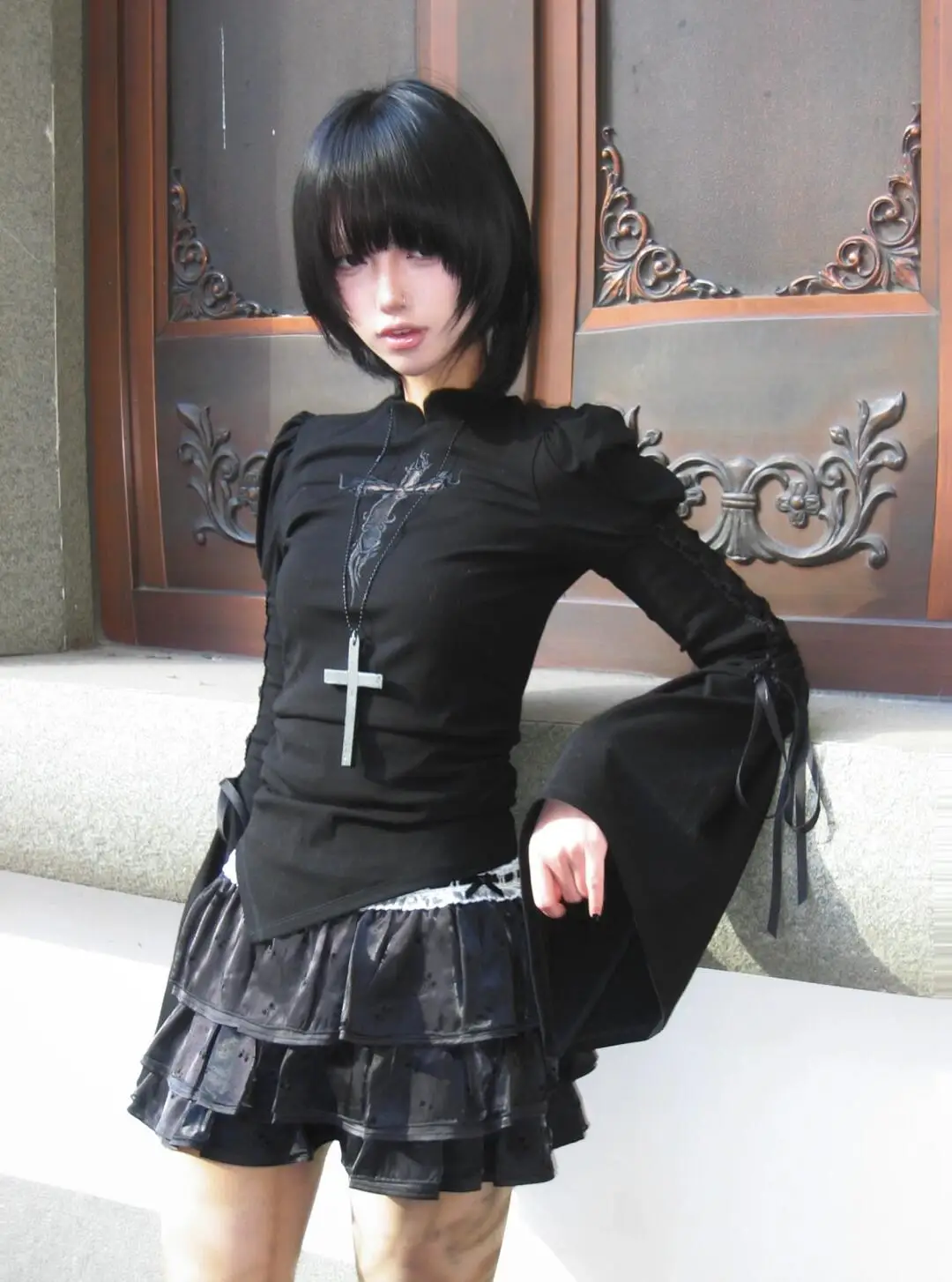 Gothic Lolita Long-Sleeve Cross Detail Blouse - 3 Gothic Lolita Long-Sleeve Cross Detail Blouse - 3