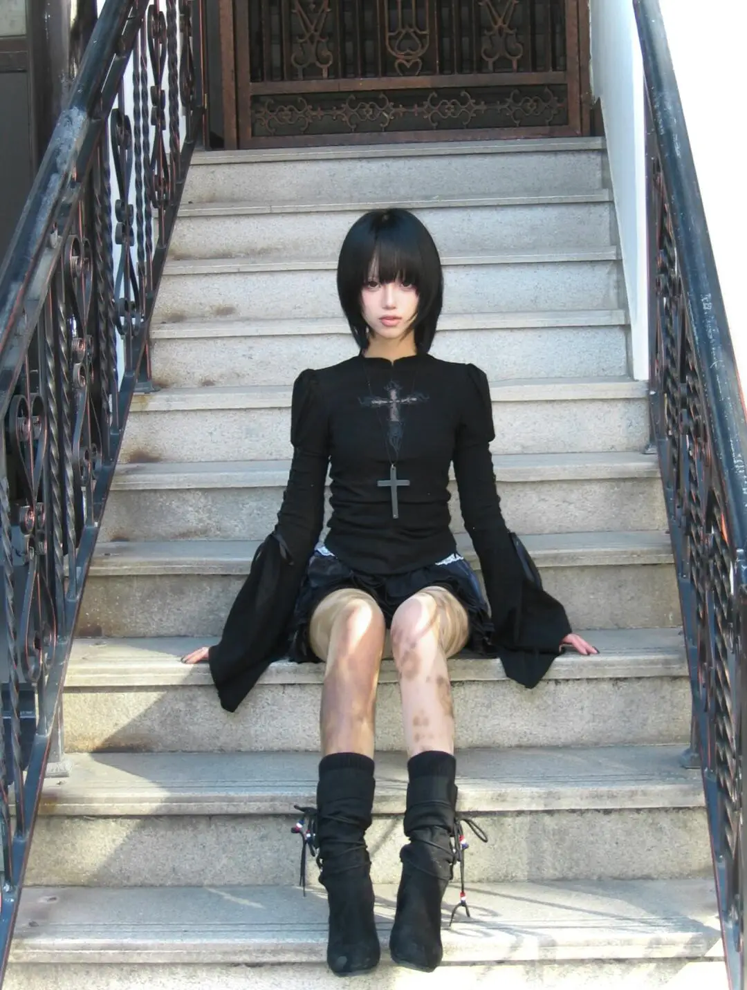 Gothic Lolita Long-Sleeve Cross Detail Blouse - 4 Gothic Lolita Long-Sleeve Cross Detail Blouse - 4