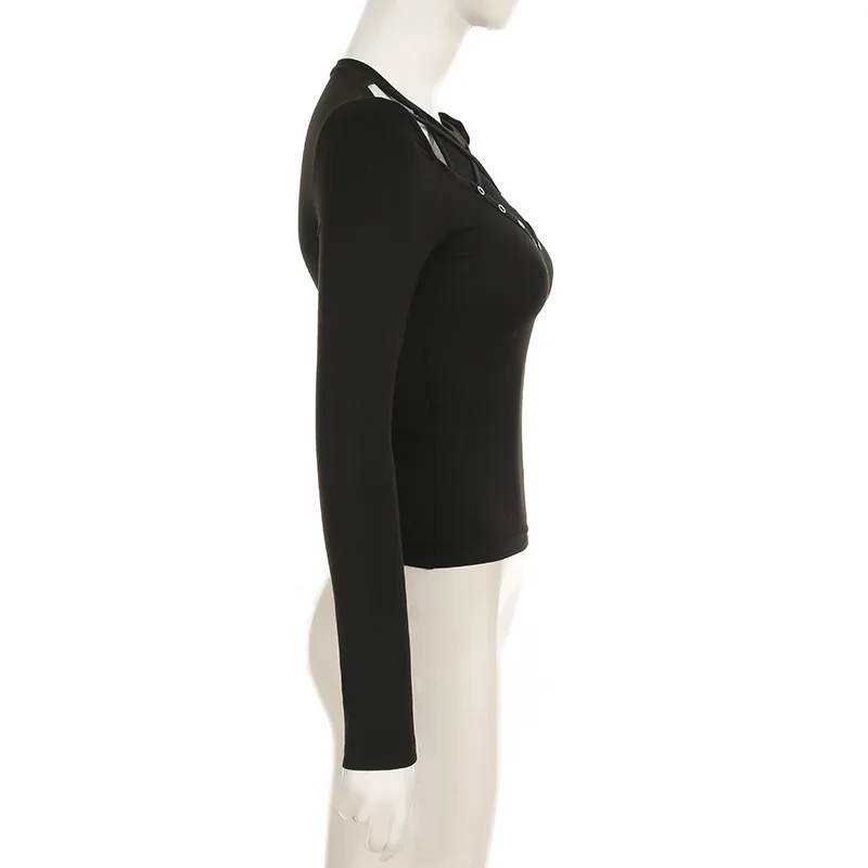 Cyberpunk Alt Mesh Cut-Out Long-Sleeve Top - 3 Cyberpunk Alt Mesh Cut-Out Long-Sleeve Top - 3