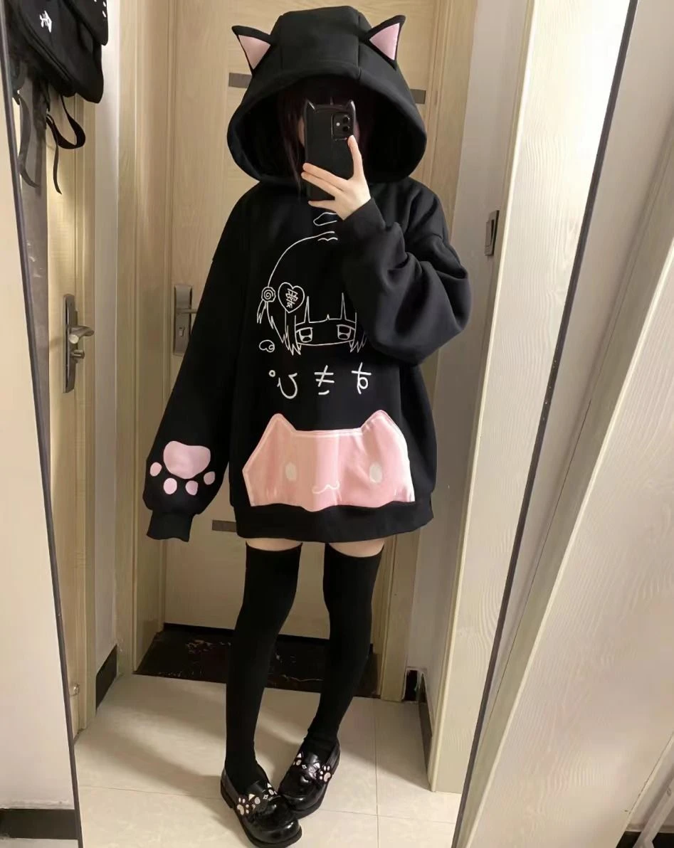 Kawaii Anime Cat-Ear Oversized Hoodie - 2 Kawaii Anime Cat-Ear Oversized Hoodie - 2